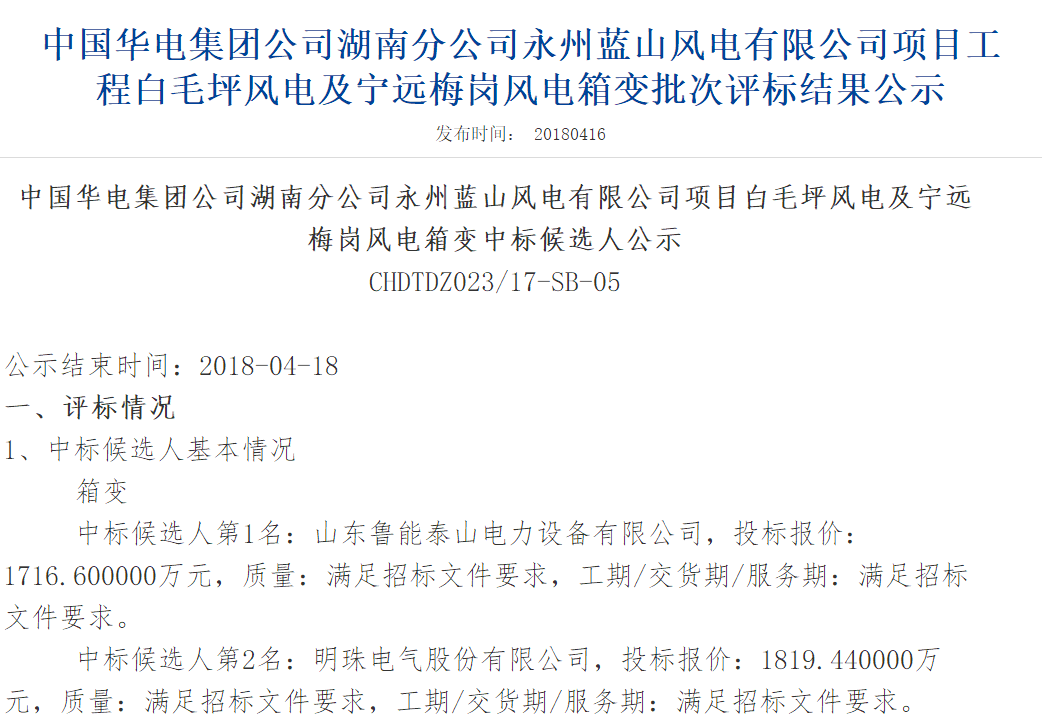 速看丨華電集團4個風(fēng)電項目中標候選人及報價公示！