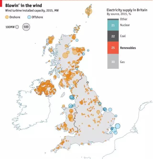 英國風(fēng)電地圖：近7000臺(tái)風(fēng)機(jī)、總裝機(jī)容量14吉瓦