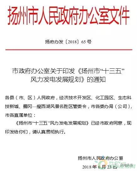 2.1GW！揚(yáng)州市“十三五”風(fēng)力發(fā)電發(fā)展規(guī)劃正式頒布：鼓勵(lì)投資建設(shè)和經(jīng)營(yíng)分散式風(fēng)電項(xiàng)目！